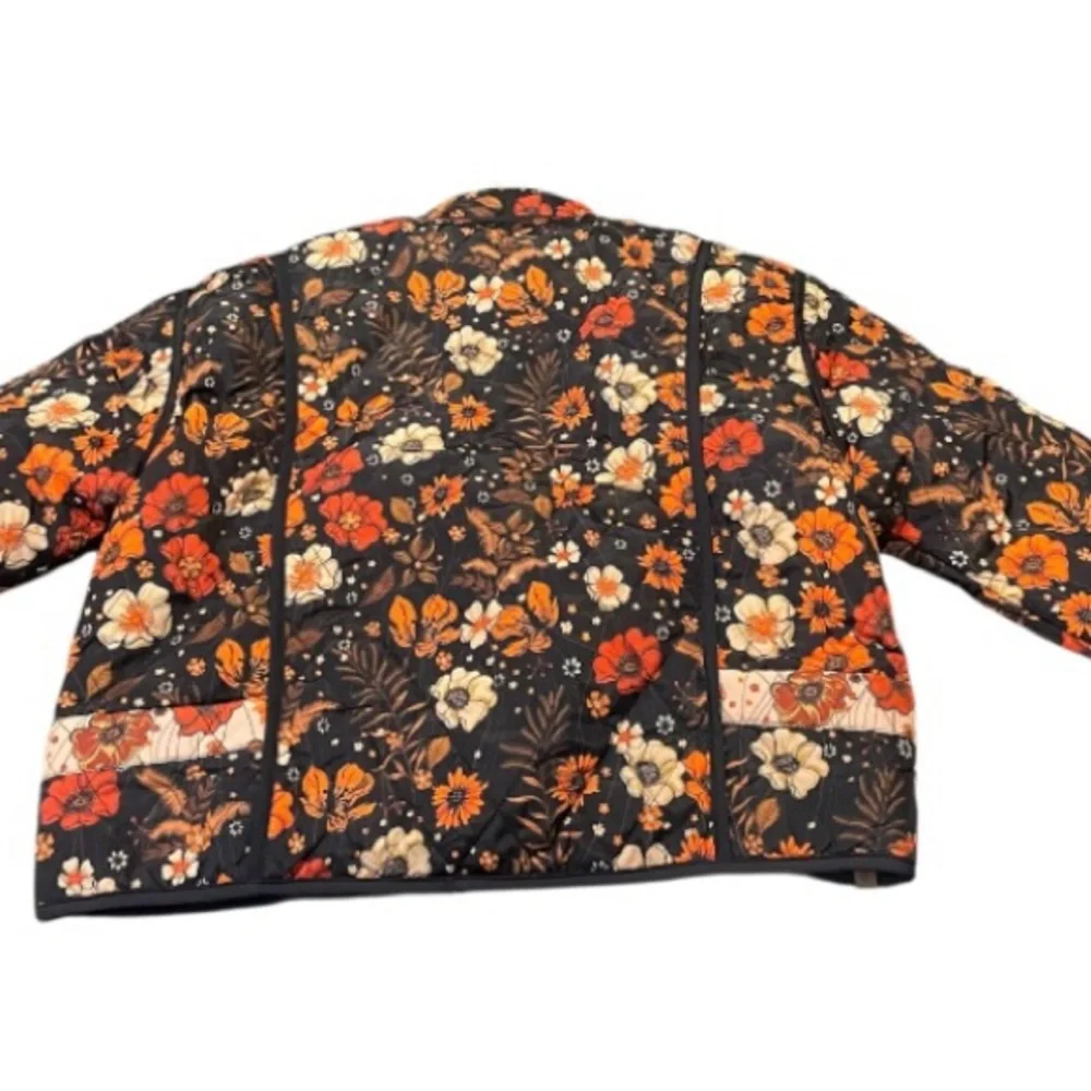 Simply Southern Black and Orange Bomber Jacket Floral Design - Picture 4 of 10
